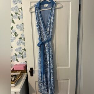 Diane Von Furstenberg for Target Blue and White Knit Sleeveless Wrap Dress